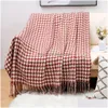 Blankets Blanket Modern Simple Throw Black And White Houndstooth Decor Sofa Homestay El Bed Towel Flag Soft Scarf Tassel 230809 Drop D Dh9Ku