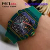 RM Mechanical Wrist Watch Rm67-02 Ntpt Carbon Fiber Quartz Titanium Metal Dial Machinery World Famous Chronograph
