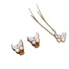 Designer Jewelry Luxury Vanca Accessories Clover White Fritillaria Butterfly Necklace met 18K Rose Gold Horse Oog set met diamanten kraagketen voor vrouwen