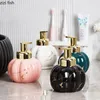 Dispensador de sabão líquido estilo europeu textura de mármore loção de cerâmica acessórios de banheiro viagens shampoo banheiro doméstico doméstico