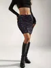 Rainbow Sequined Ombre High Waist Skirt Elegant Shinny Bodycon Mini Skirt Womens Clothing 240513