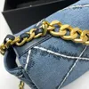 Kovboy Serisi Tasarımcı Çanta Crossbody Bag Büyük omuz çantası moda cüzdanı popüler versiyon denim çanta elmas kafes klasik iki renkli zincir çantalar yüksek kalite