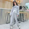 Ensembles de vêtements Girls Spring Casaul Fashion Korean Style Tracksuit Kids Kids 3-Mice Top Top + Sweat à capuche + Pantal