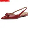 Sandales Morazora 2024 Patent Chaussures en cuir authentiques Femmes Slingbacks pointues Toe Fashion Ladies Summer Flat Party