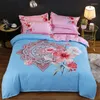 Literie sets home textiles fleur de style chinois mariage bleu 4pcs couverture de lit de lit de lit de lit