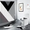 Duschvorhänge geometrischer Vorhang Set schwarz weiß grau rot