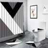 Douchegordijnen Geometrisch gordijnset Zwart wit grijs rood ontwerp Fashion mannen badkamer decor wc tapijt niet-slip tapijt toiletbedekking badmat