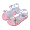 Sandales Summer Little Girls Sandales 2024 Nouvelle fleur Simple Cut Pink Purple Childrens Sandales Soft Loisk