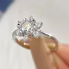 DW Glamorous Luxury 1CT Diamond Gemstone Snowflake Rings For Women Gfit Real 925 STERLING Silver Engagement Wedding 240428