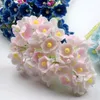 Decorative Flowers 1 Bunch/8 Mini Paper Roses Fake Multicolor Bouquet Wedding Decor Artificial DIY Wreath Accessories