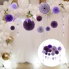 Dekorativa blommor Bröllopsdekorationer Papper Fan Flower Banner Party Kit Window Fans Purple Rekvisita
