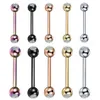 1PC Stainless Steel Crystal Tongue Piercing Barbell 14G 16G Charming Gem Ear Cartilage Helix Stud Jewelry Sexy Nipple Piercings 240429