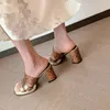 Sandales en cuir authentique en cuir ouvert de couleur mélangée serpentine talons hauts femmes glissent sur des pantoufles occidentales élégantes chaussures féminines