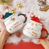 Mokken 2024 Ceramic Mug Christmas Cup Water Noordse stijl Large Capacity Snowman Tree Santa Claus Gift Ideas Coffee