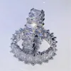Bröllopsringar Ekopdee Luxury Band Zircon Ring Womens Eternal Promise CZ Crystal Finger Engagement Jewelry Hot Selling Gift Q240511