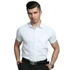 Camisas de vestido masculinas de manga curta de manga curta Easy CARE EMABELA BULURAL BUL BUL OFFICAÇÃO Trabalhando, não usa ferro tops sociais sólidos de ferro