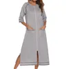 Casual Dresses Women Long Robe Nightgowns Spring Summer Loose Comfy Homewear Gravid Female Lactation Sleepwear Zipper Nightwear Night