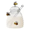 Förvaringsflaskor honungsflaska hushåll kreativ transparent burk med glasrörande stång lock köksarrangör