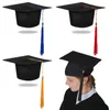 BERETS UNISEX ADULTO ADULDO ACCADEMICA Mortarboard Cappello con Bassel Party Congratulazioni Grad