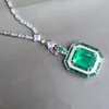 KQDANCE RECTANGLE 1216mm Lab Green Gem Emerald Red Ruby Diamond Pendants Zircon Tennis Chain Halsband Lyxiga smycken för kvinnor 240507