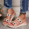 Тапочки Женщины летние ретро -ретро -пляжные сандалии сандалии дамские платформу скользит обувь на открытом воздухе удобная женская плюс размер