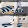 Tappeti blu nera e blu baby a scacchiera anteriori del pavimento della porta d'ingresso del pavimento esterno per bagno geometrico cucina tappeto tappeto tappeto tappeto