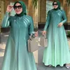 Casual Dresses Spring Summer Fashion Gradient Print Dress Muslim Women High Neck Long Sleeved Robe Loose