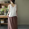 Aktiva skjortor Ladies Tank Top Summer Clothing Vests for Women Embrodery Lace Sling Tops Elastics Korean Fashion Elegant Tanks Camis Blus