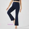 AAA Designer Lul Pantalon de yoga sportif pour femmes confortables 2024 Nouvelles femmes Wear Double face nylon Sentiage soulevant la hanche serrée neuf divisions larges de la jambe