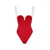 Damskie stroje kąpielowe solidne czerwone 2024 seksowne kwiat 3D One Piece Spódnica Kobiety Vintage Push Up Swimsuit Beach Zwiedź Letnia Kąpiec Sukienka