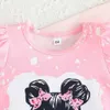 Kleidungssets Kleidungsset für Baby Kid Girl 9 Monate - 4 Jahre alte Kurzarm -T -Shirts Bluse Tops und rosa Leopardenmuster Langes Hosen Outfitl2405