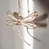 Figurines décoratives Creative Metal Wing Dragonfly Crystal Suncatcher Garden Window Home Car voiture Butterfly Ornements décor CHIMES Z7X4