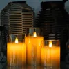 Zestaw 3PCS 456 cali LED Bez Flums Electric Candles Lampa Prawda wosk szklana bateria migocząca sztuczna świeca Tealight na ślub 240506