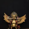 Decorative Figurines Ancient Nepalese Tibetan Pure Copper Painted Ornament Of Dapeng Golden Winged Bird Buddha Statue