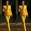 Pantalon féminin jaune vif costume 2 pièces sur mesure Slim Fit Mother of Bride Blazer Jacket Guest Wear Pantal