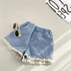 Kids Girls Summer Denim Shorts princesse mignon Button Jeans 2024 Arrivée Enfants décontractés Pantalons courts de taille haute coton 240508