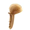 Basker silkesnät för kvinnor män med lång svans och breda remmar kemo cap pirat hattar tillbehör hip hop pannband headwrap