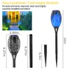 Lumières Eoyizw, bleu avec des flammes clignotantes, 12 lampes de poche Tiki solaires à LED pour le paysage étanche Décoration de Pâques Courte des lumières extérieures