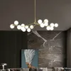 Moderne Baumzweiste LED Kronleuchter Glaskugeln Kronleuchter Molekulare Lebensdekoration Esszimmer Anhänger Beleuchtung Leuchten