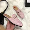 2024 Mules Leather Slipper 100% Real Leather Loafers Designer Mules Luxury Jacquard Leather Slipper Jumbo logotyp Canvas Flat Shoes Princetown Slipers