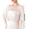 Blouses feminina Mulheres pura tule plissada xale de casamento shrestone pérola contas de capelet branco bolero vintage alto encoberto de encolher de ombros