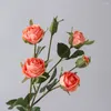 Fleurs décoratives fleur simulée rose bourgeon de 6 têtes de vie de salon