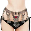 Midjekedjebälten Marocko Böhmen Egypten Crystal Rhinestone Berry Barton Dance Beach Womens Belt lämpligt för julfestgåvor Q240511