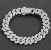 13 mm Iced Cuban Link Diamond Armband 14K White Gold Plated Cubic Zirconia Jewelry 7Inch 8inch 9inch Mariner Prong Cuban Armband