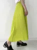 Pantalon féminin miyake plissé de jambe large harem fluorescent vert élastique style coréen femmes 2024 vêtements de créateurs de printemps d'été