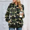 Sweat à capuche pour femmes à la mode en peluche camouflage à sweat imprimé