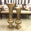 Vases Gold Metal Trumpet Vase Mariage décoratif Aluminium Plancher de grande taille Fleurs de placage moderne Affichage