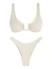 Frauen Badebekleidung Zaful Solid Color Badeanzug für Frauen u Hals strukturierte verstellbare Schultergurt freche Bikini -Set zweiteilige