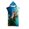 Towel Sponge Biological Hemming Bath Digital Printing Adult Hooded Microfiber Green Leaf