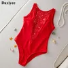 Damskie stroje kąpielowe puste One Piece Swimsuit High Neck Kobiety Seksowne czerwone 2024 Kąpiec Kombinezon Bodysuit Patchwork Swimming Suits Monokini